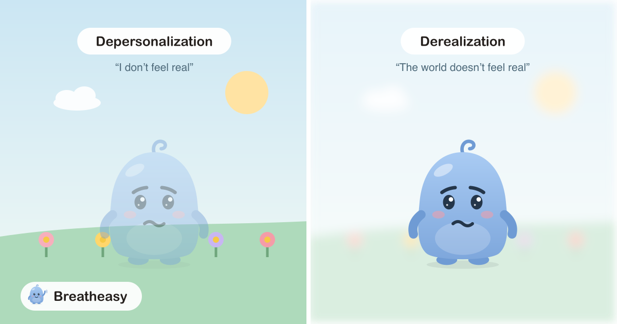Two panels: on one, a faded, see-through Luma looking at a clear garden; on the other, a clear Luma looking at a faded, foggy garden.