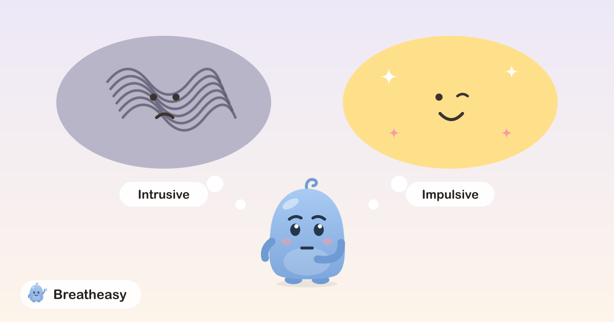 Two thought bubbles above Luma: one dark and scribbly with an “oh no” face, the other bright and fizzy with a cheeky grin.
