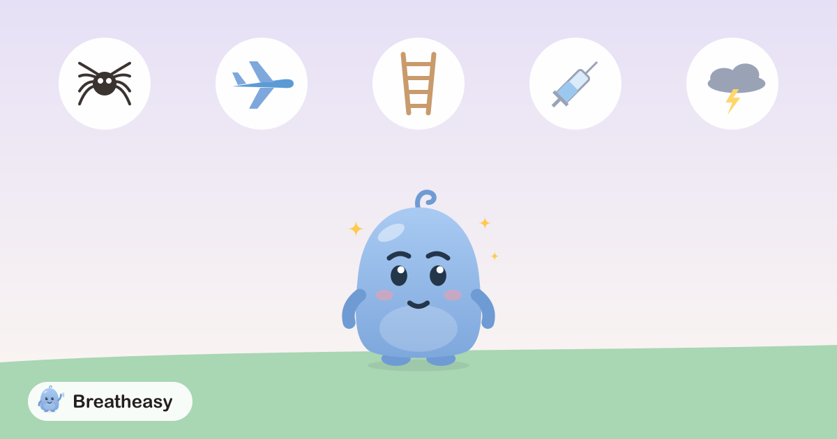 Luma standing bravely beneath a row of friendly icons: a small spider, a plane, a ladder, a needle and a storm cloud.