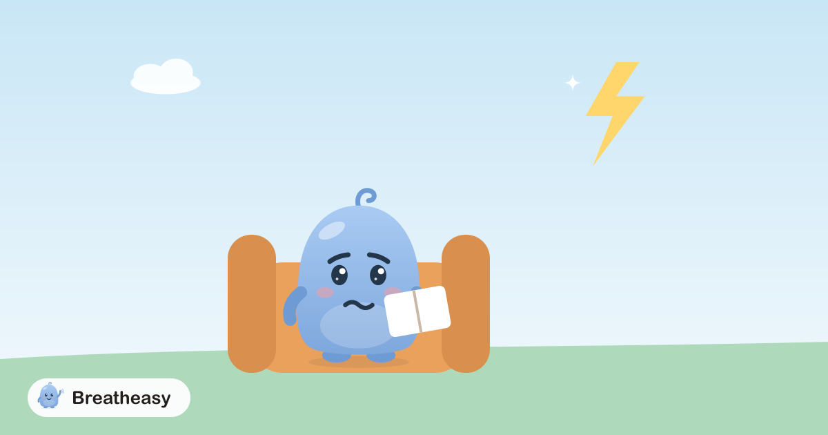 Luma relaxing in an armchair with a book when a small lightning bolt appears out of a clear blue sky.