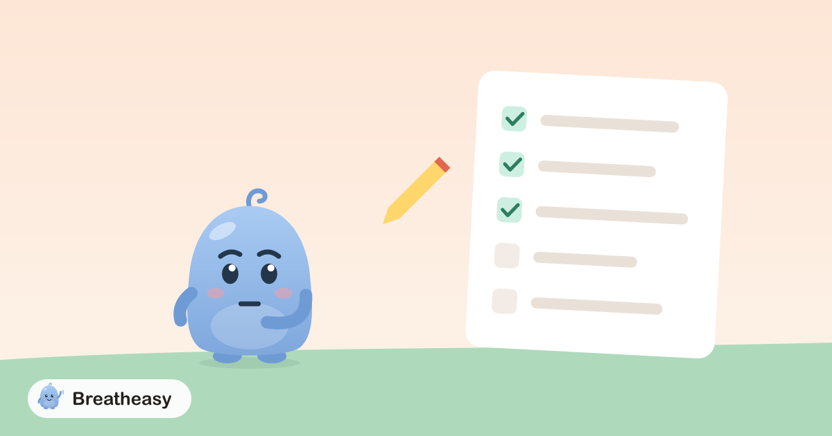Luma holding a pencil next to a short checklist with three ticked boxes.
