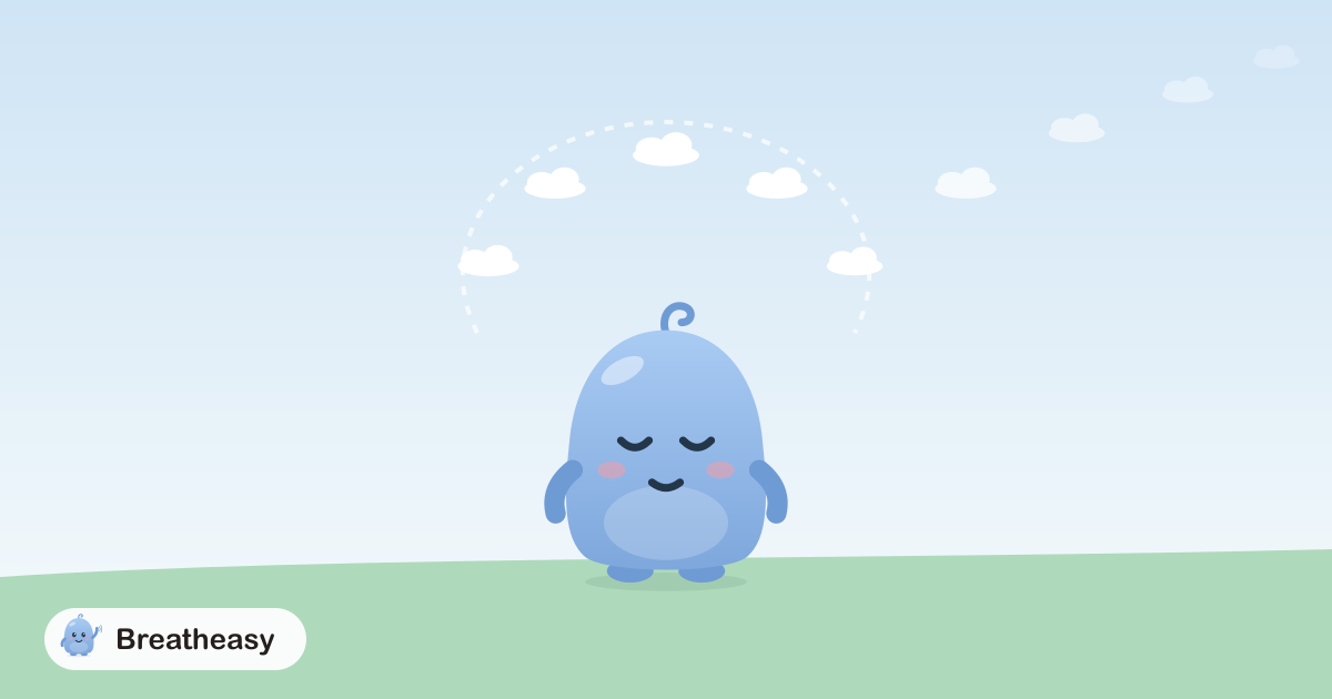 Luma standing calmly as a ring of small thought clouds circles overhead and drifts away into a clear sky.