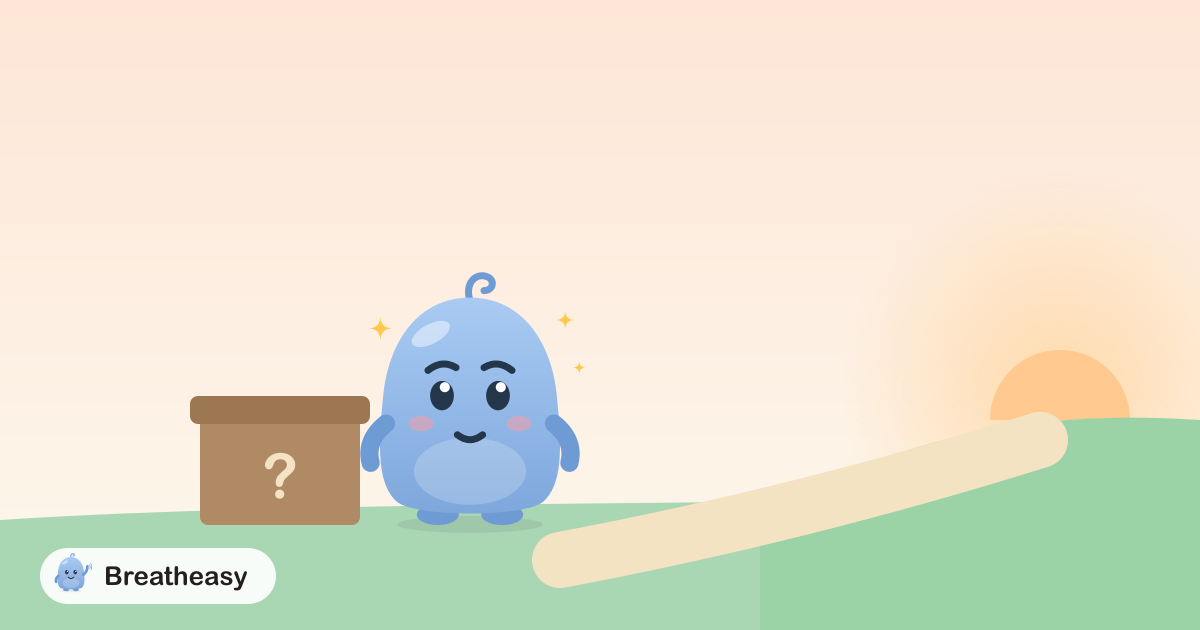 Luma standing beside a heavy old box marked with a question mark, at the start of a path leading towards a soft sunrise.