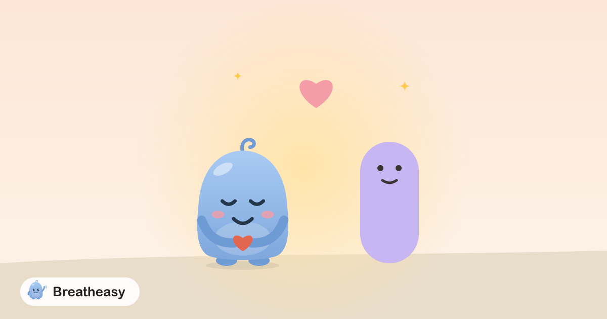 Luma, holding a small heart, standing close beside a friend in a soft, warm glow, with another heart floating between them.